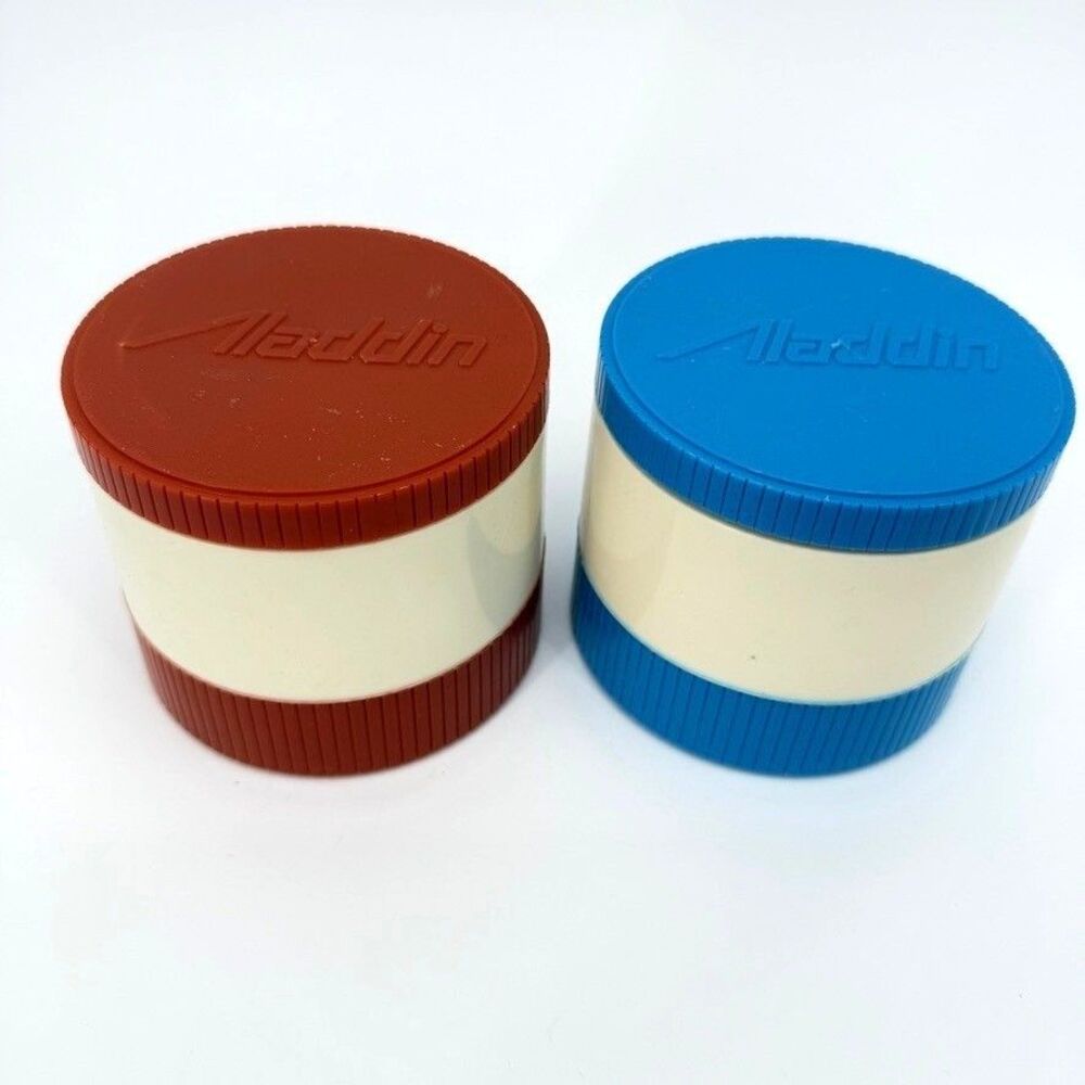 2 VTG Aladdin #7000 Thermos Insulated Jar Food Soup Containers w/ Lids Retro Y2K